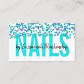 Aqua Lila Sequins Large Text NAILS Custom Visitenkarte (Vorderseite)