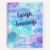 Aqua Lila Wasserfarbe Name hinzufügen Notizblock (Vorderseite)