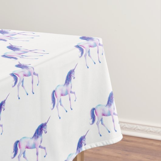 Aqua Lila White Unicorns Tischdecke (Beispiel)