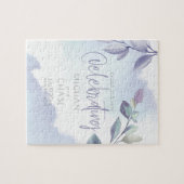 Aqua Lilac Blätter Save the Date Puzzle (Horizontal)
