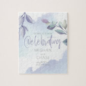 Aqua Lilac Blätter Save the Date Puzzle (Vertikal)