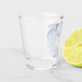 Aqua Lilac Blätter Save the Date Schnapsglas (Links)