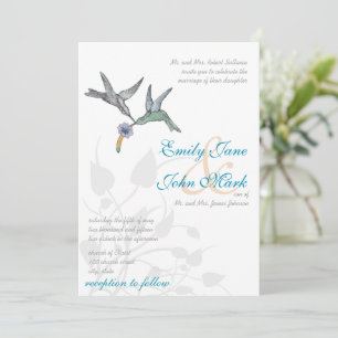 Aqua-Lilac-Korallen-Kolibri-Hochzeitseinladung Einladung