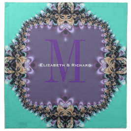Aqua Lilac Monogram Wedding Custom Napkin Serviette