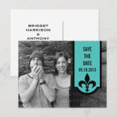 Aqua Lilie Banner Save the Date Postkarte (Vorne/Hinten)