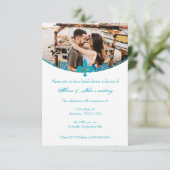 Aqua Lilie Foto Brautparty Einladung (Stehend Vorderseite)