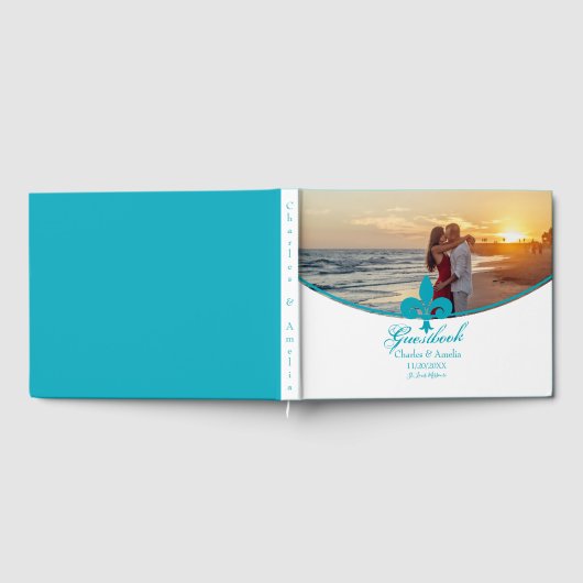 Aqua Lilie Foto Wedding Day Guestbook Gästebuch (Voll)