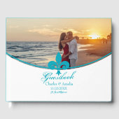 Aqua Lilie Foto Wedding Day Guestbook Gästebuch (Vorderseite)