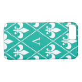 Aqua-Lilie mit Monogramm Case-Mate iPhone Hülle (Rückseite (Horizontal))