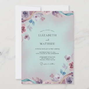 Aqua-Lilien-Hochzeit Einladung