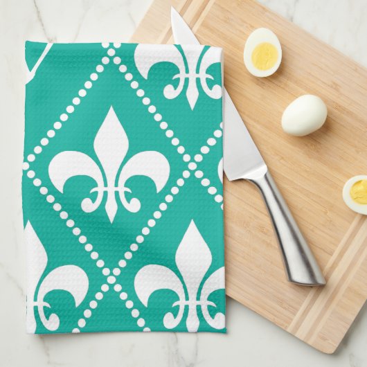 Aqua-Lilien mit Monogramm Handtuch (Viertel Falte)