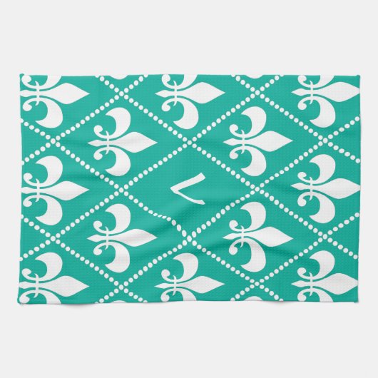 Aqua-Lilien mit Monogramm Handtuch (Horizontal)