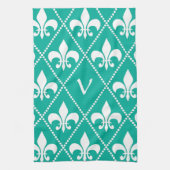 Aqua-Lilien mit Monogramm Handtuch (Vertikal)