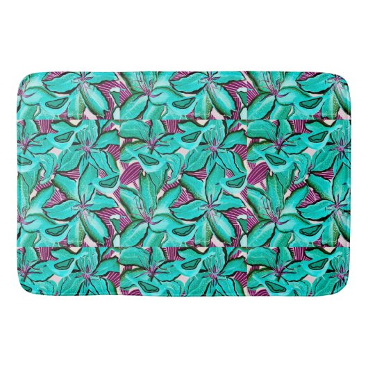 Aqua Lilies Bath Mat Badematte (Vorderseite)