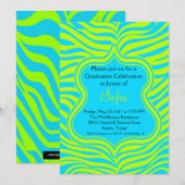 Aqua & Lime Green Zebra Abschluss Einladung (Vorne/Hinten)