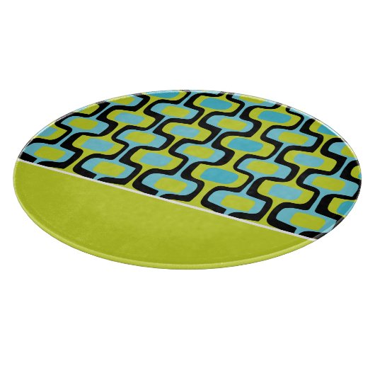 Aqua Limon Black Mid Century Mod Retro Muster Schneidebrett (Ecke)