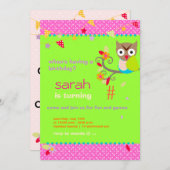 Aqua/Limon Owl Personalisiert Geburtstagspartei Einladung (Vorne/Hinten)