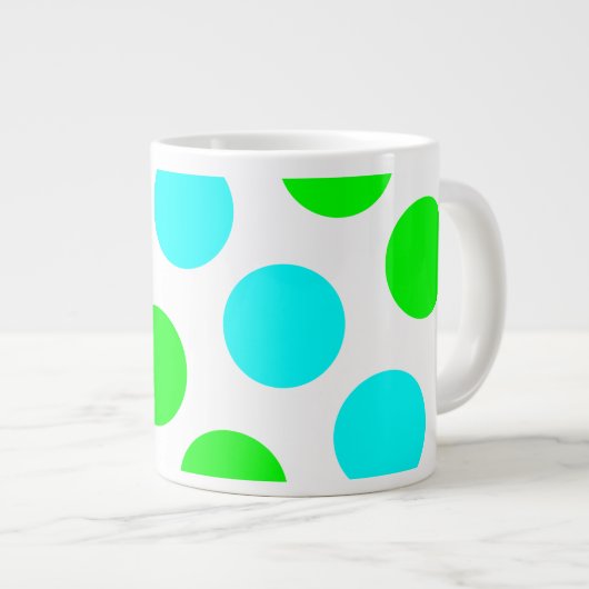 Aqua Limon und White Polka Dots Jumbo-Tasse (Vorderseite Rechts)