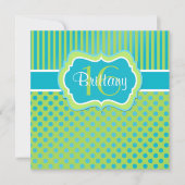Aqua, Limone Polka-Punkt-sechzehnte Einladung (Vorderseite)