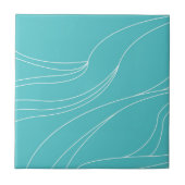 Aqua Line Waves Modern Minimalist Abstract Fliese (Vorderseite)