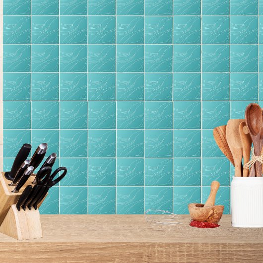 Aqua Line Waves Modern Minimalist Abstract Fliese