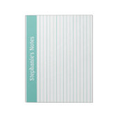 Aqua Lined 11 x 8,5 Landschaft Personalisiert Notizblock (Rotiert)