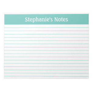 Aqua Lined 11 x 8,5 Landschaft Personalisiert Notizblock