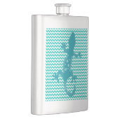 Aqua Lizard Aqua White Zickzack Strip Flask Flachmann (Rechts)