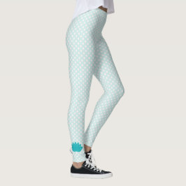 Aqua Lotus Polka Dot Yoga Leggings