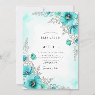 Aqua Lustrous Winterhochzeit Einladung