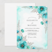 Aqua Lustrous Winterhochzeit Einladung (Vorne/Hinten)