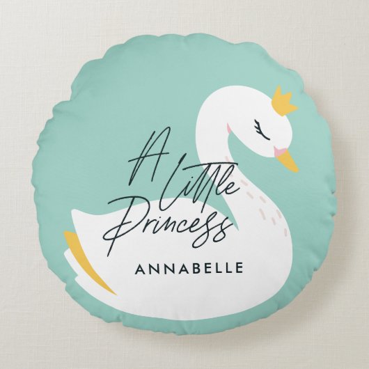 Aqua mädchenhaftes Foto wunderschöner Schwan Rundes Kissen (Vorderseite)