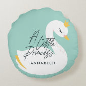 Aqua mädchenhaftes Foto wunderschöner Schwan Rundes Kissen (Rückseite)
