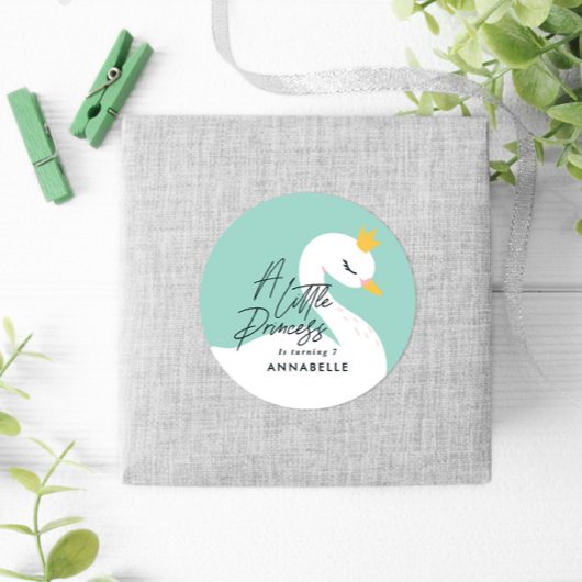 Aqua mädchenhaftes, schönes Schwan-Party Runder Aufkleber