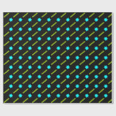 Aqua Magen David, Neon Green Streamers on Black Geschenkpapier (Flach)