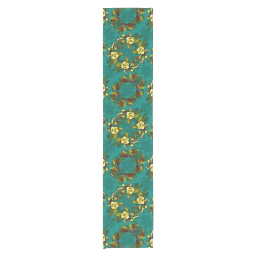 Aqua Magnolia Winter Table Runner Kurzer Tischläufer (Vorderseite)
