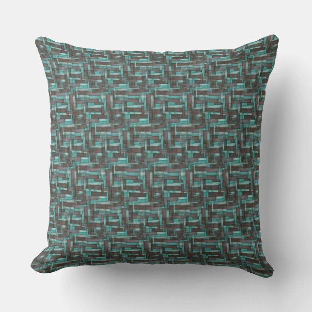 Aqua Mahogany Jumble Pattern Throw Kissen (Vorderseite)