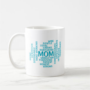 Aqua Mama Typografie Word Cloud Kaffeetasse