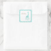Aqua Mama und Baby Giraffen Quadratischer Aufkleber (Tasche)