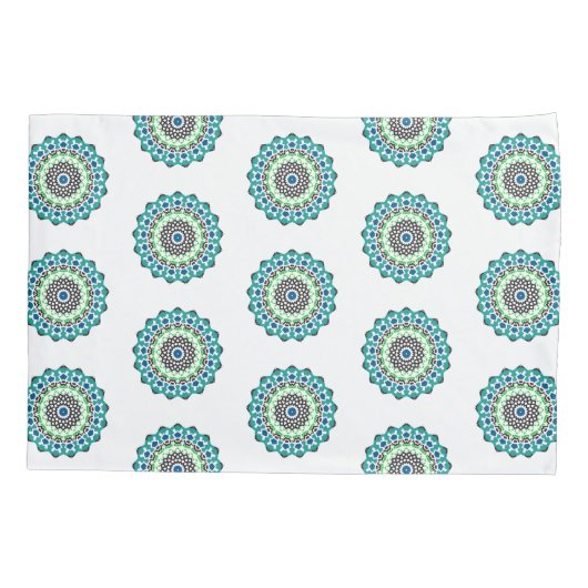 Aqua Mandala Pattern Boho Kissenbezug (Rückseite)