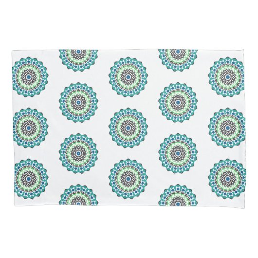 Aqua Mandala Pattern Boho Kissenbezug (Vorderseite)