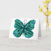 Aqua Marble Butterfly Blank Note Card Karte (Gelbe Blume)