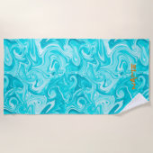 Aqua Marbled Paint NAME Orange Modern Surfer Water Strandtuch (Vorderseite)