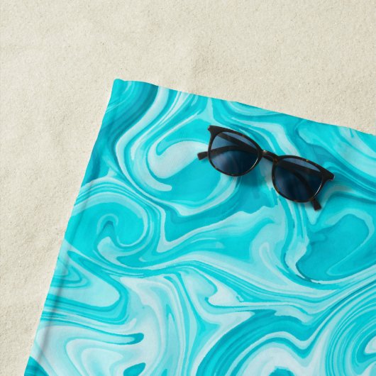 Aqua Marbled Paint NAME Orange Modern Surfer Water Strandtuch (Beispiel)