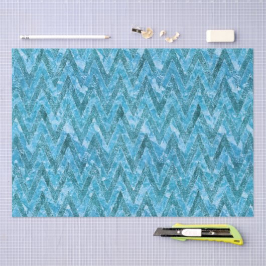 Aqua Marbled Zickzack Seidenpapier (Handwerk)