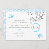 Aqua Marigold Birds Einladungen (Vorne/Hinten)