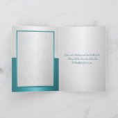 Aqua-marine and Silver Floral Thank You Card Dankeskarte (Innenseite)