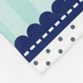 Aqua-Marine-blaue Streifen und Tupfen-Muster Fleecedecke (Ecke)