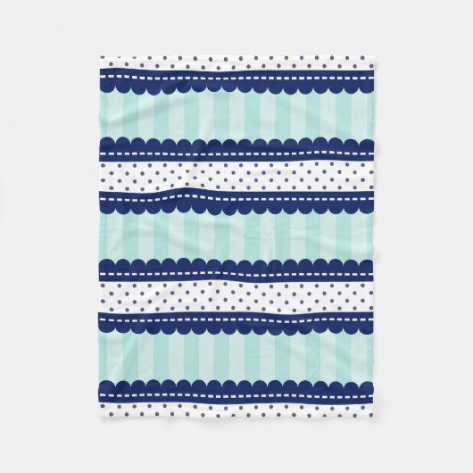 Aqua-Marine-blaue Streifen und Tupfen-Muster Fleecedecke (Vorderseite)