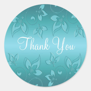 Aqua-marine Floral 1.5" Danke Sticker